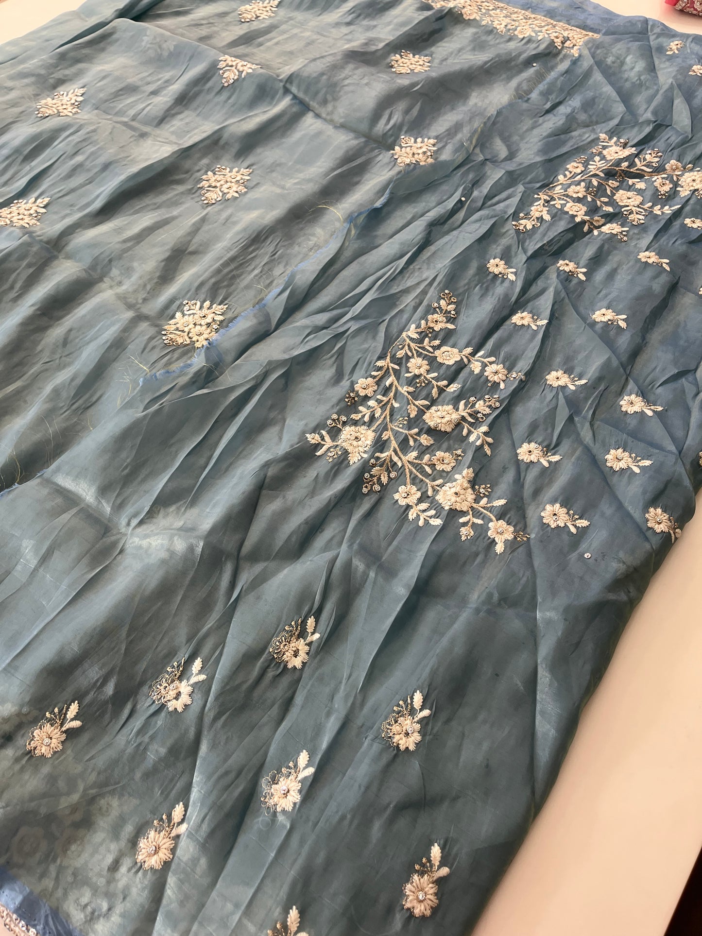 Soft organza fancy embroidery work