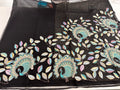 Black Patch Work Netted Kora Fabric Designer Saree