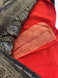 Crape Crush Georgette Sarees in gold and silver finish weaving comes in beautiful 3 Colors and Contrast blouse pieces🌹-JU31