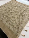 🌹Tussar Silk Sarees in Full Embroidery Work With Self Pattern Blouse 🌹
JU23