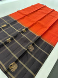 Designer Pure Kanchi Silk Orange x Brown -AU4