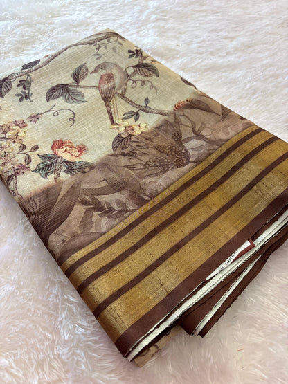 Digital printed Tussar saree