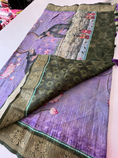 Printed Tussar fancy