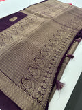 Wine x Pink Tussar Designer Saree with Mango Butta All Over JU24