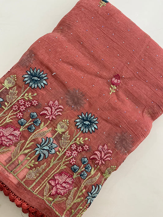 Organza Fancy Saree Embroidery