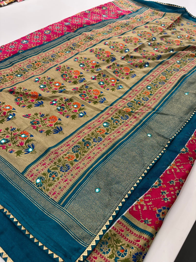 Crush Patola Bandhini Saree – Pink X Blue AU24