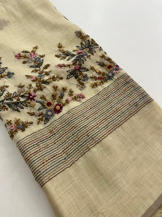 Linen designer embroidery