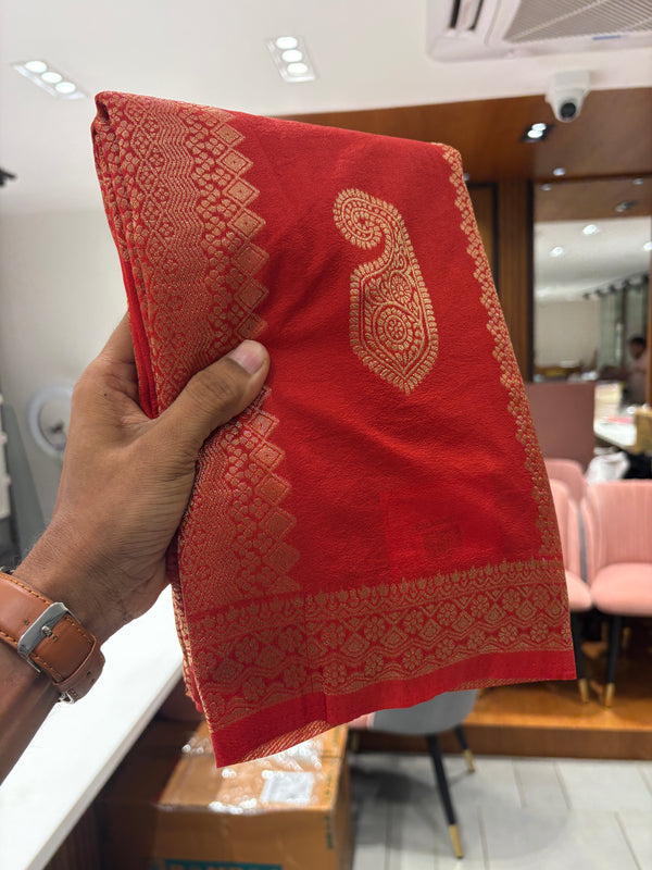 ORANGE TUSSAR DESIGNER SAREE-J25
