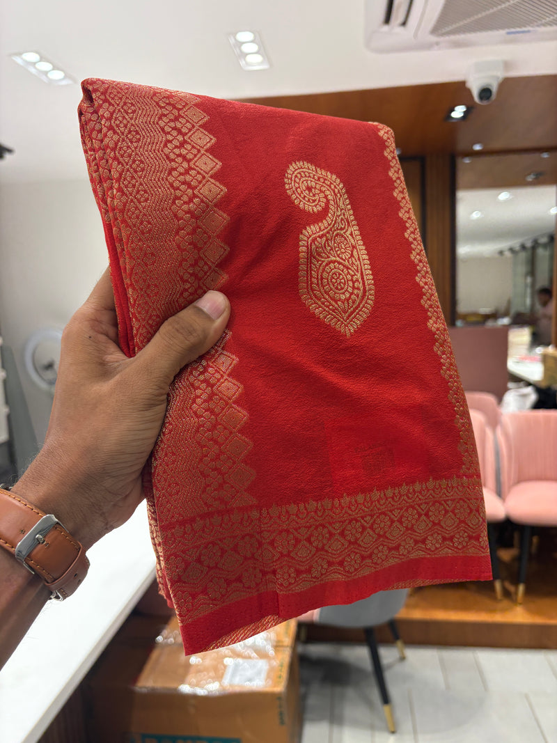ORANGE TUSSAR DESIGNER SAREE-J25