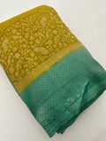 Heavy Brocade FancyCrush Georgette Fancy Saree,, Contrast Blouses-JU23