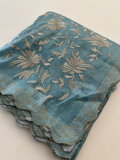 Embroidery work fancy saree