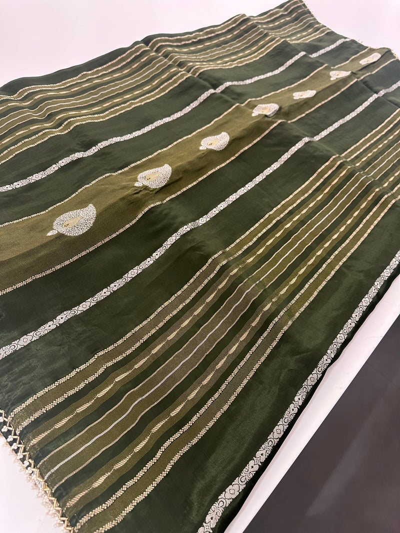Cut Dana Work Border Chinnon Saree -AU6