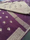 Venkatagiri fancy soft Linen Cotton sarees with self blouse and fancy Border and Butties all over🌹 - AU12