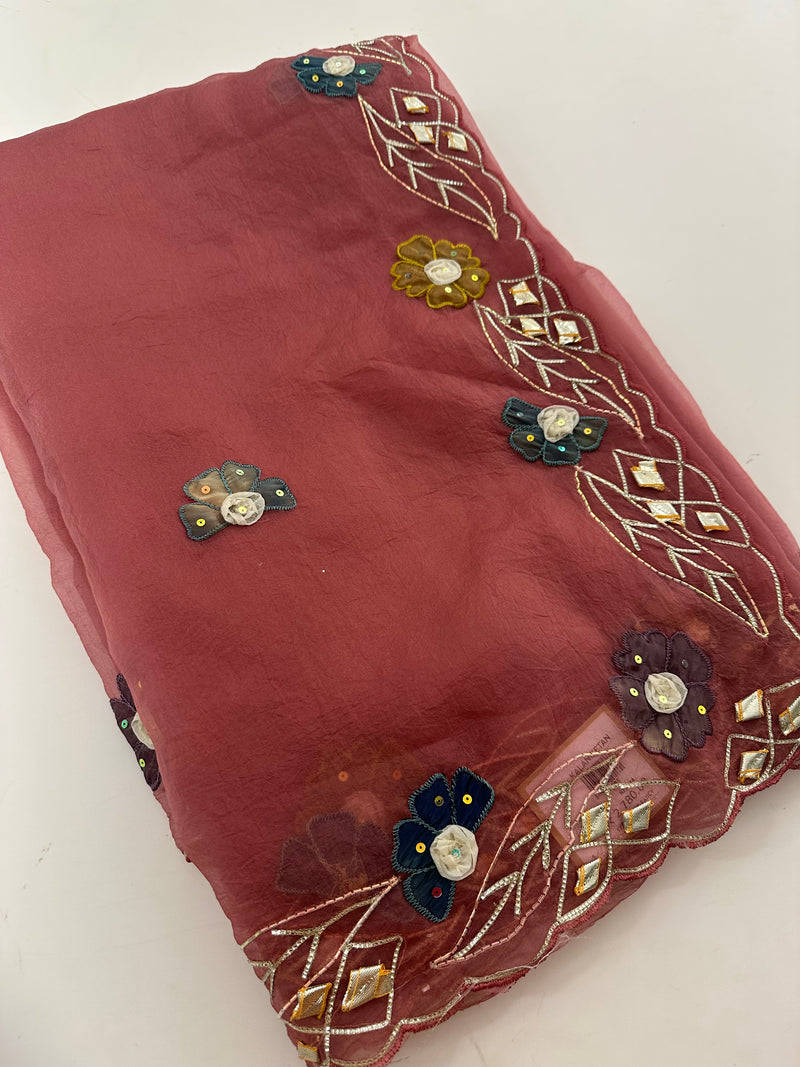 Organza Appliqué Work saree -M27