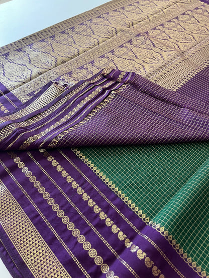 Crape Banarasi Checks Contrast