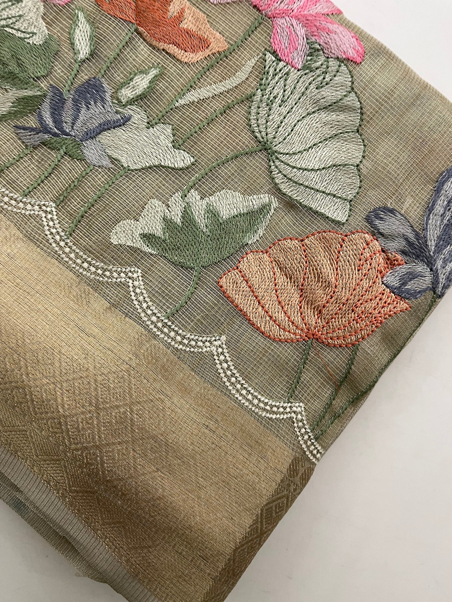 Organza Tissue With Embroidery  Silk
