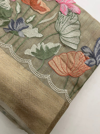 Organza Tissue With Embroidery  Silk