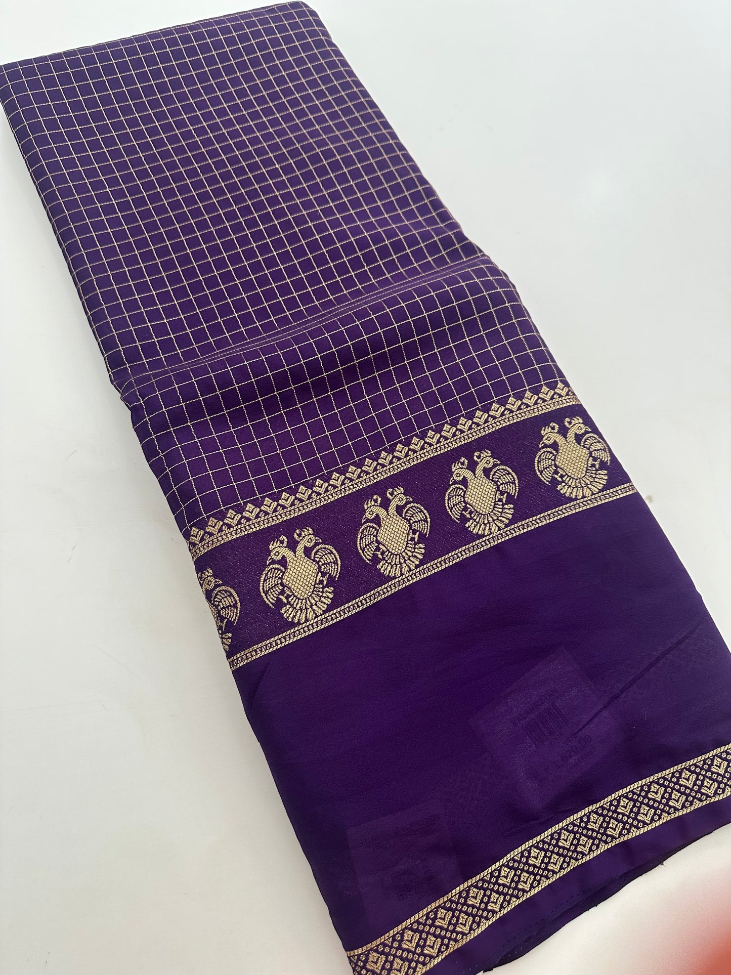 Fancy Checks Crape Silk Saree -M30