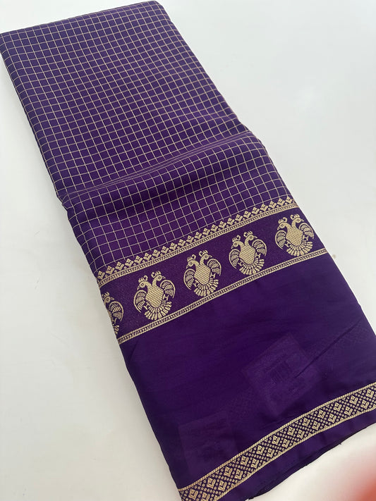 Fancy Checks Crape Silk Saree -M30