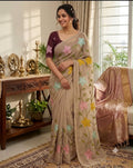 Start Georgette Saree With Embroidery Work-J30
