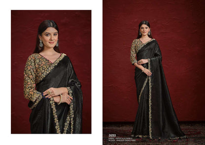 Black designer crinkle saree-DC16