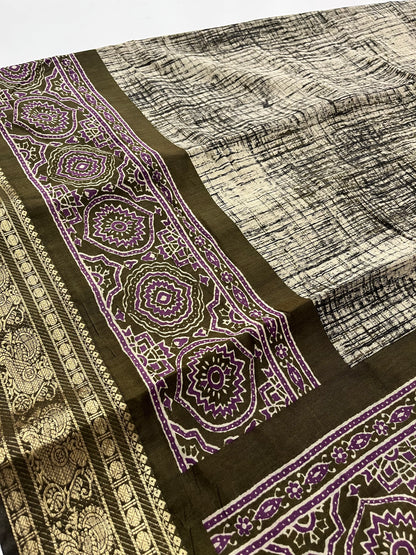 Bagru print fancy saree