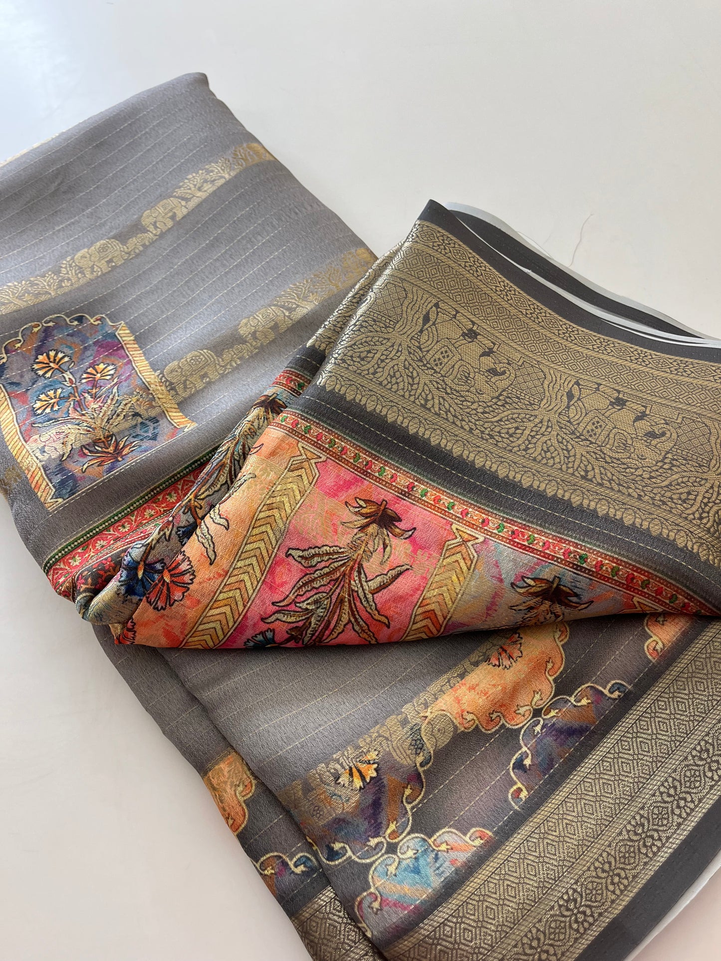 Printed Tussar silk
