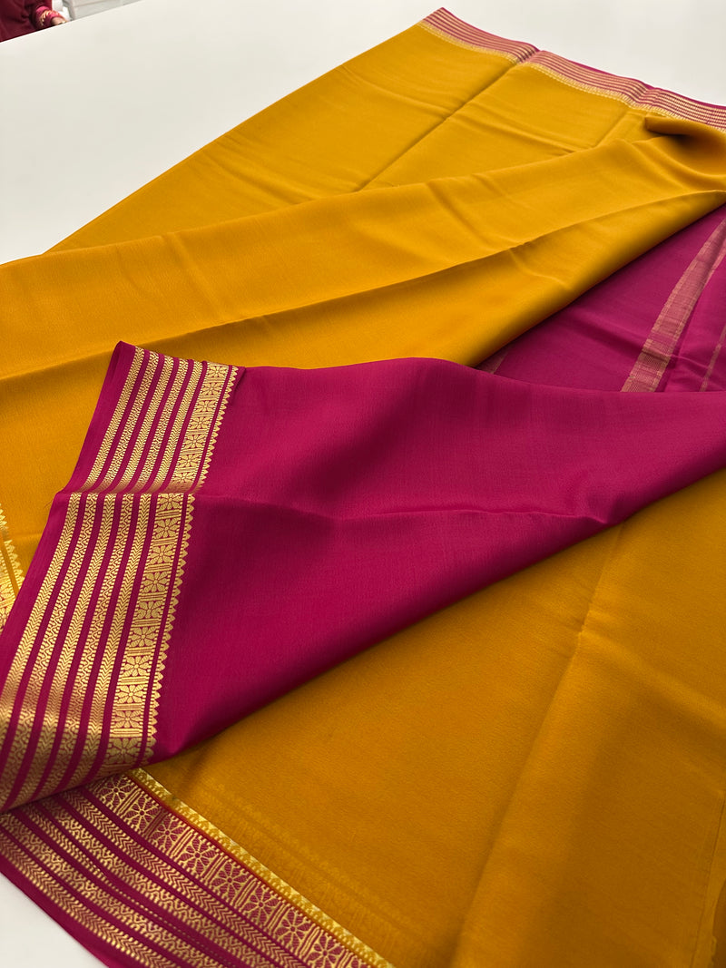 80GSM Pure Mysore Crape Silk Sarees-AU4