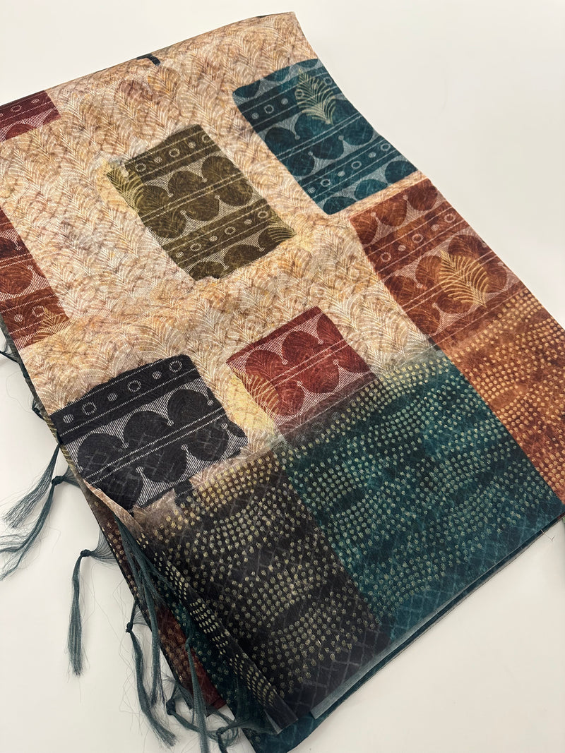 Digital Printed ButterSilk Saree-JU4