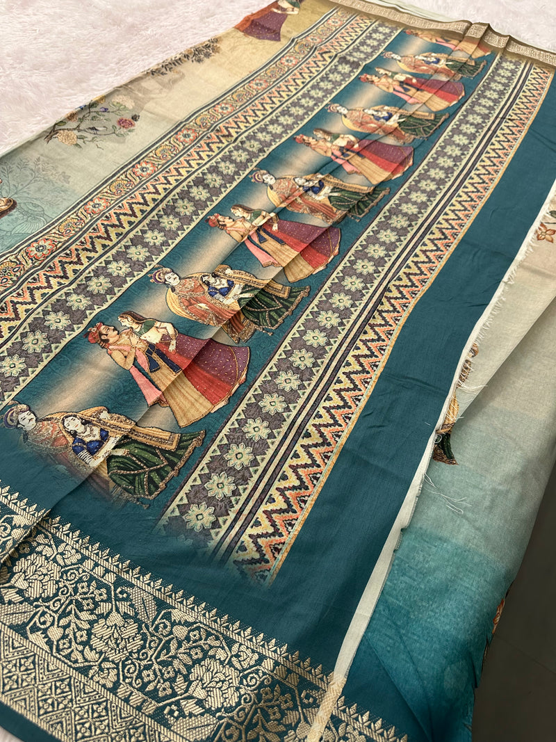 Kalamkari Printed Crape-JU14