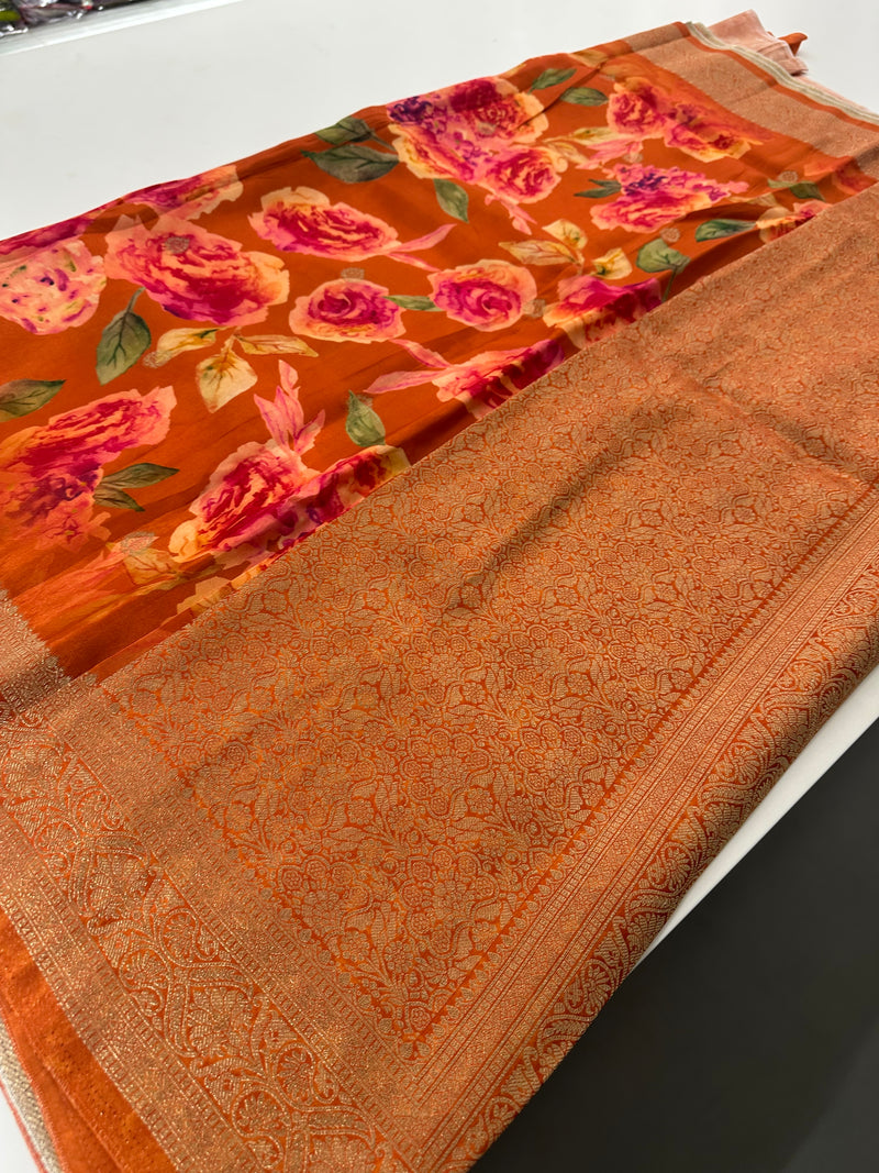 Viscose Digital Print Saree-J29