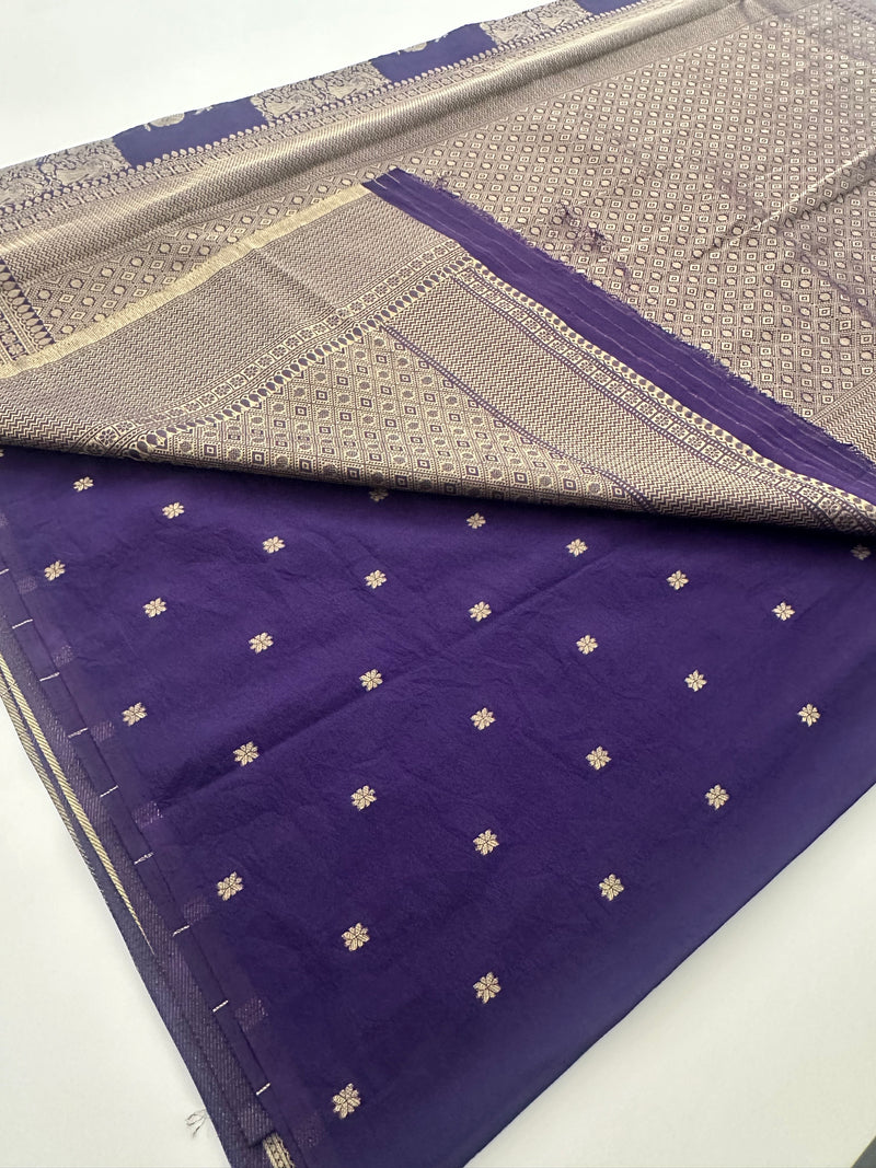 🌹Banarsi Crape Fancy Sarees On Rich Pallu Designs and Self Blouse On it. 🌹 JU27