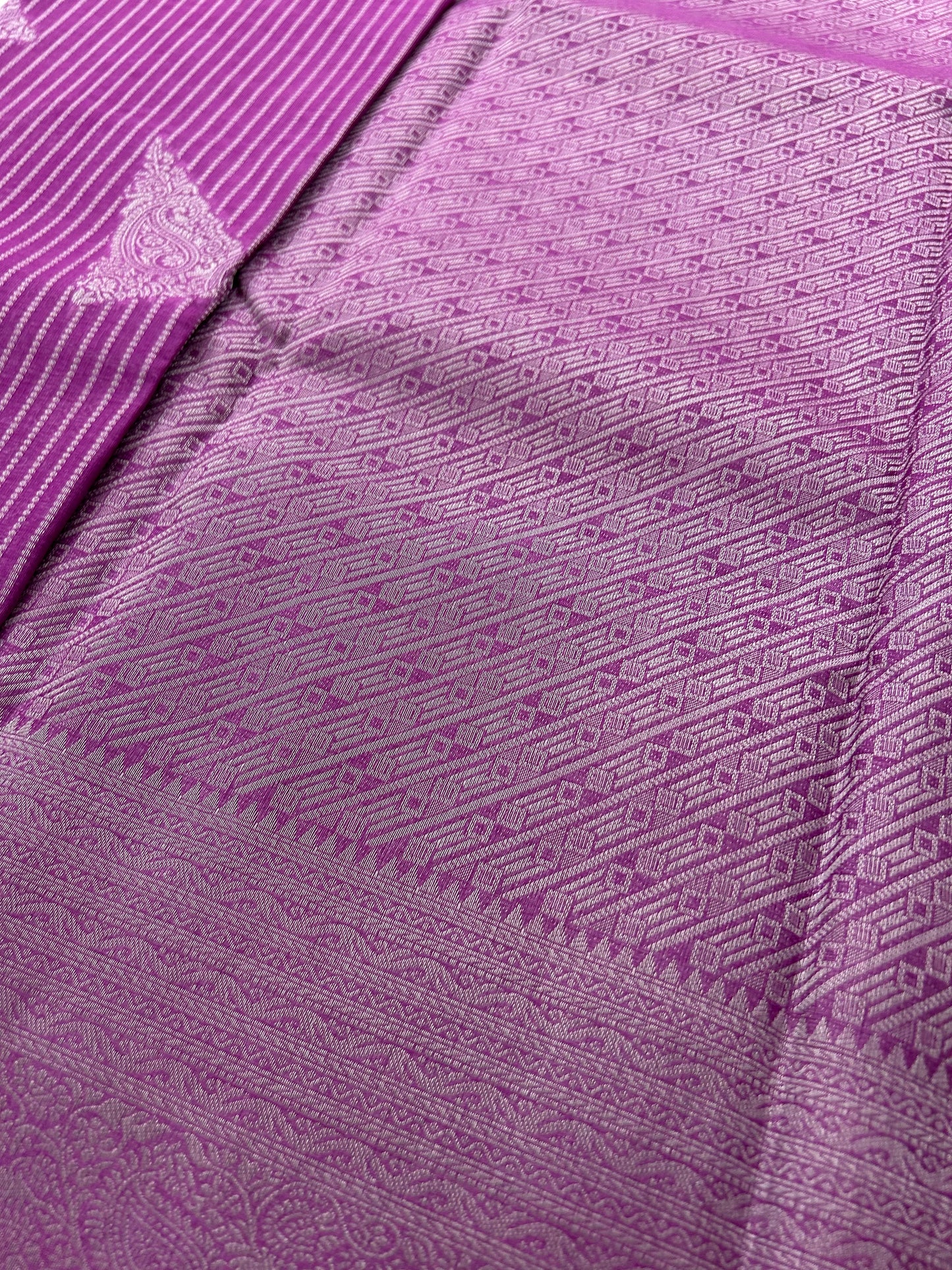 Lavender silver linen cotton saree-DC712