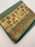 Pista Green Pure Tussar Paithani Designer Saree - AU12
