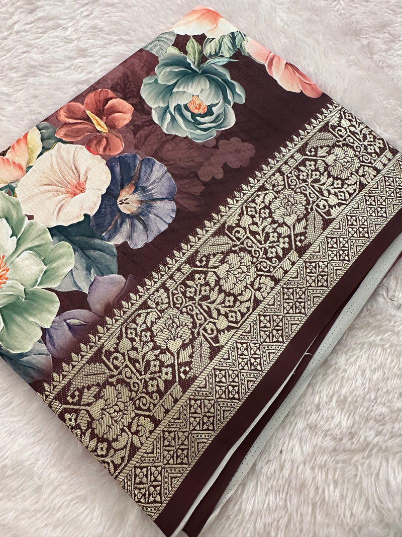 Kalamkari Printed Crape-JU14