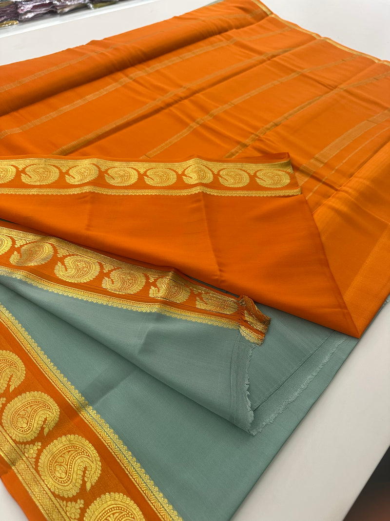80 GSM Pure Mysore Crape Silk Saree- Silk Mark Certified 🦋-JU29