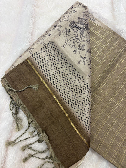 Kalamkari Tussar Fancy Saree-M101