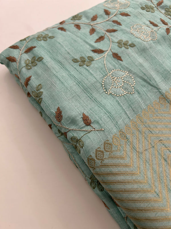 🌹Tussar Silk Sarees in Full Embroidery Work With Self Pattern Blouse 🌹
JU23