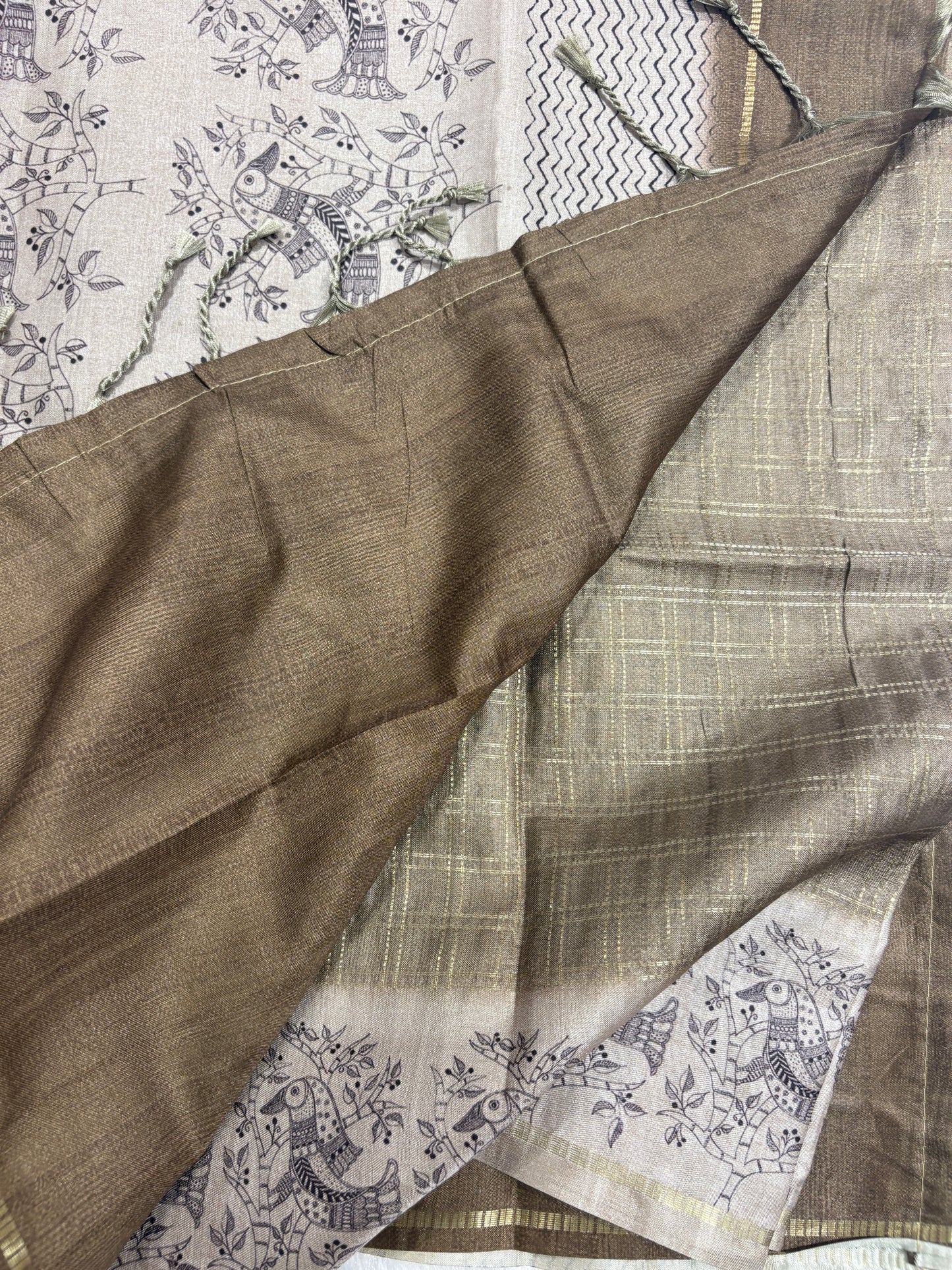 Kalamkari Tussar Fancy Saree-M101