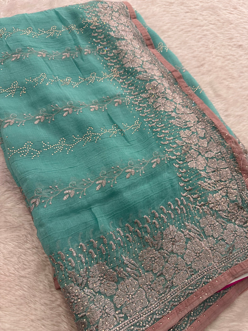 Work Organza Saree-JU12