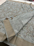 🌹Tussar Silk Sarees in Full Embroidery Work With Self Pattern Blouse 🌹
JU23