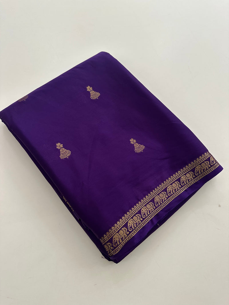 Semi Mysore Silk Small Border Jhumki Buttas - Purple - AU27