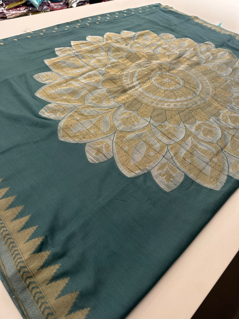 🌹Beautiful Soft Georgette Sarees,, Centric Weaving Big Floral Buttas all over,, self blouse with butties 🌹 JU27