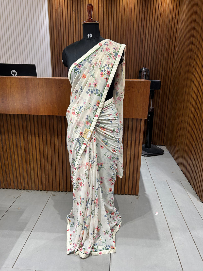 Premium daily wear printed chiffon sarees 🌹 JU26