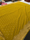 Venkatagiri fancy soft Linen Cotton sarees with self blouse and fancy Border and Butties all over 🌹-AU9
