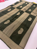 Olive x Yellow Tussar Designer Saree with Mango Butta All Over JU24