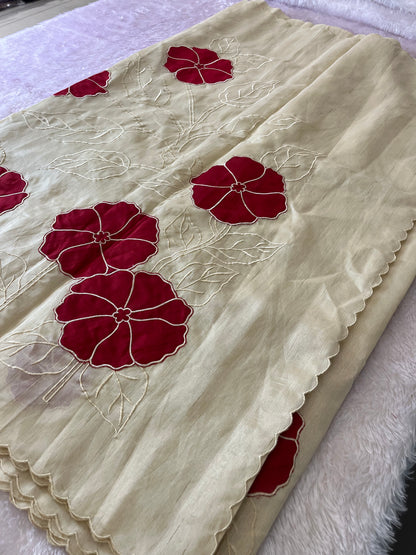 Pure Tussar Silk Appliqué