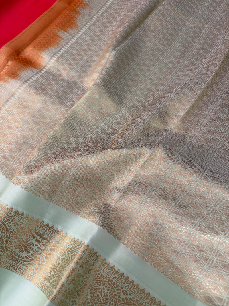 Silk Saree - Pink & Pista Green (CR21)