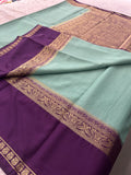 Crepe Silk Sarees in Gold weaving and Big Bentex Border,, comes in checkered pattern and contrast blouse piece 🌹