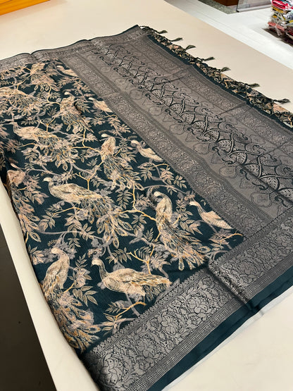 Printed Tussar silk